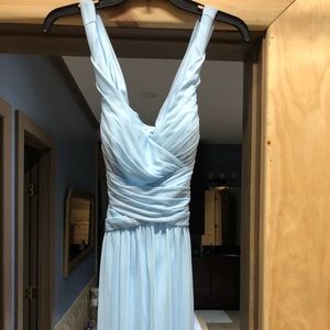David’s Bridal Blue Bridesmaid gown. Full Length